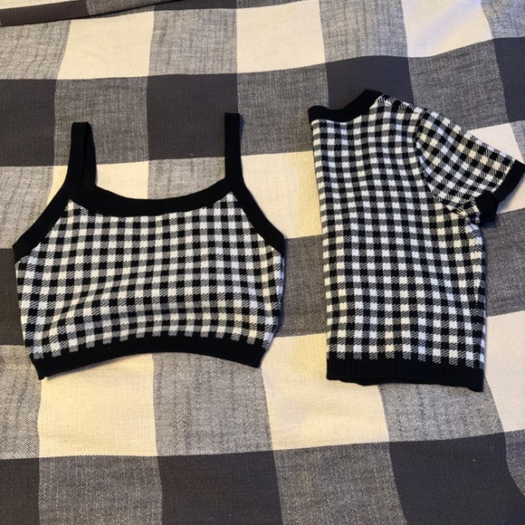 FOREVER 21 - Black and White Plaid Set of Cami and Shirt - Picture 4 of 6